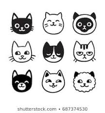 Cute Cartoon Cat Doodle Set Funny Vector Icons Hand Drawn Sketch Style Cat Characters Faces Cat Doodle Cat Face Drawing Cat Icon