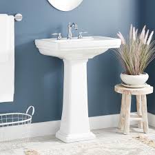 Storage options storage is a big issue with many vanity shoppers, but vessel sink stands do not offer much in the way of drawers or cabinets. Key West Porcelain Pedestal Sink White Bathroom Sinks Sinks