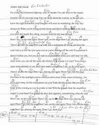 Turn The Page Bob Seger Guitar Chord Chart Lyrics And Chords Song Lyrics And Chords Guitar Chords For Songs