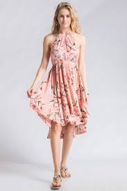 Love Of My Life Peach Floral Print High Low Midi Dress Dresses Fashion Midi Dress