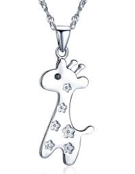 Women S Giraffe Pendant Necklace In 925 Sterling Silver With 45cm Chain Rose Gold Silver Silver C112fgli02t 925 Sterling Silver Silver Necklace