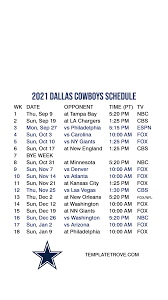 Dallas Cowboys Schedule 2021