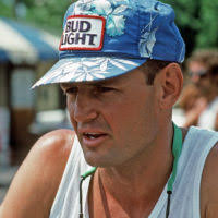 Major (MAJ) Gary Castelli, a member of the US Air Force, runs the 26-mile  marathon, part of the 1987 Ironman Competition