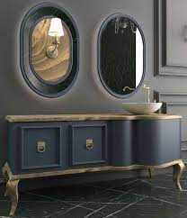 Waschtisch luxus modern barock einzelwaschtisch designer badezimmer marmor top. Casa Padrino Luxus Barock Badezimmer Set Naturfarben Blau 1 Waschtisch Mit 2 Turen Und 1 Waschbecken Und 2 Wandspiegel Prunkvolle Badezimmermobel Kaufen Bei Demotex Gmbh