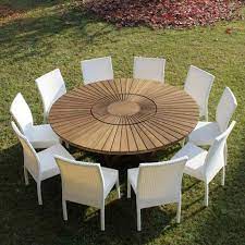 Wood patio tables are made from a number of different kinds of woods. Runder Tisch In Teak Und Solide Echt Tabelle Round Outdoor Dining Table Round Outdoor Table Teak Patio Table