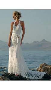 Casual Vow Renewal Dresses New Casual Halter Over Lacewedding Dresses With Belt For Beach Weddin Lace Beach Wedding Dress Cheap Wedding Dress Wedding Dresses