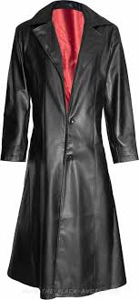 Gothic Shop Black Leather Look Vampire Coat Red Lining Jackets Men Fashion Leather Jacket Men Leather Trench Coat