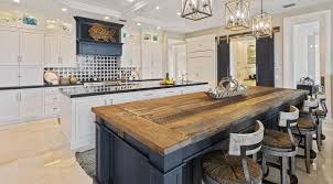 There's nothing like finding the right balance in your kitchen between dark and light, so why not add. White Kitchen With Rustic Dark Blue Island Crystal Cabinets