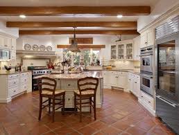 Country Style Kitchen With White Cabinets Spanish Tile Floors Spanish Style Kitchen Spanish Tile Kitchen Spanish Kitchen