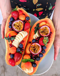 Who Would You Share These Fresh Fruit Papaya Boats With Anna Culina Coconutbowls Plantbased Tropical Coconuts Aesthetic Food Food Pretty Food