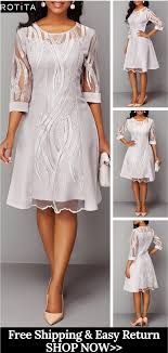 Three Quarter Sleeve Round Neck Back Zipper Lace Dress Mother Of Bride Outfits Bride Clothes Lace Dress