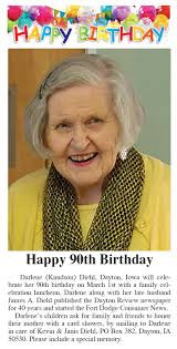 Happy 90th Birthday Darlene (Knudson) Diehl, Dayton, Iowa will celebrate  her 90th birthday