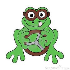 Racing Driver Frog Frog Cartoon Drawings Illustration