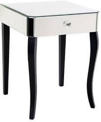 Mirrored Bedside Table One Drawer Black Legs Bedside Tables