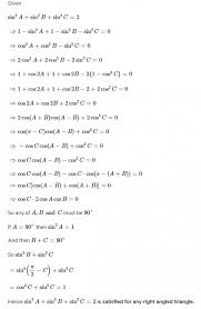 $\begingroup$ the law of sines says $\dfrac{a}{\sin a}=\dfrac{b}{\sin b}=\dfrac{c}{\sin c}$. If In Triangle Abc Sin 2a Sin 2b Sin 2c 2 Then What Type Of Triangle Is Abc Sarthaks Econnect Largest Online Education Community