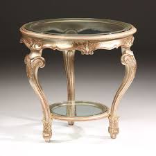 18th Century Tuscan Style Round Carved Wood Table With Scroll And Leaf Motif Distressed Silverle Eclectic Furniture Dressing Table With Chair Carved Furniture