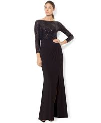 Lauren Ralph Lauren Dress Long Sleeve Sequin Gown I Don T Know Where I D Wear This But How Gorgeous Black Sequin Gown Gowns Dresses Black Evening Dresses