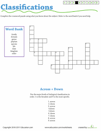 Life Science Crossword Classifications Life Science Third Grade Science Worksheets Science Worksheets