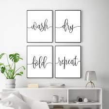 This beautiful laundry sign has been created using. Wash Dry Fold Repeat Laundry Signs Laundry Room Decor Laundry Sign Funny Wall Art Black And White Home Decor Washroom Laundry Print Baby Nursery Decor