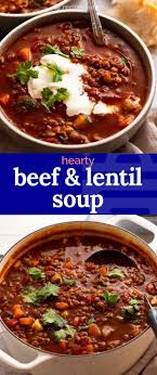 Beef Lentil Soup Recipe Beef Lentil Soup Minced Beef Recipes Lentil Soup