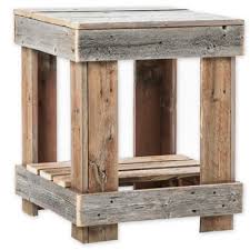 Del Hutson Designs Fence Wood End Table Bed Bath Beyond In 2020 Rustic End Tables Wood End Tables Barn Wood