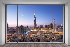 Woman having a drink and enjoying the dubai city view in the united arab emirates from above at sunset. Eco Friendly 3d Huge Mural Dubai Night View Out Of The Window Background For Sofa Tv Living Room Bed Room Wallpaper Huge Mural Bed Room Wallpaperroom Wallpaper Aliexpress