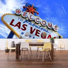 PVC Wallpaper Welcome to las Vegas Sign Colorful signposts and Pictures  Peel and Stick Removable Wall Paper for Living Room Bedroom Wall Decor Self  ...
