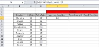 Calculating The Average Difference Between List Price And Sale Price In Microsoft Excel