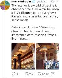 Early restaurants had some images that appeared egyptian on the tops of columns, but those faces are no longer used in the restaurants. Cheesecake Factory Decor Theme