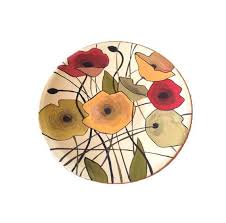 Decorative Wall Plate Flowers Wall Hangings Home Decor White Hand Painted Ceramic Plate Living Room Decor Rustic Style Boho Decor Plates On Wall Painted Ceramic Plates Hand Painted Ceramics