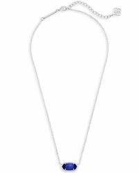 Elisa Silver Pendant Necklace In Cobalt Cats Eye Kendra Scott