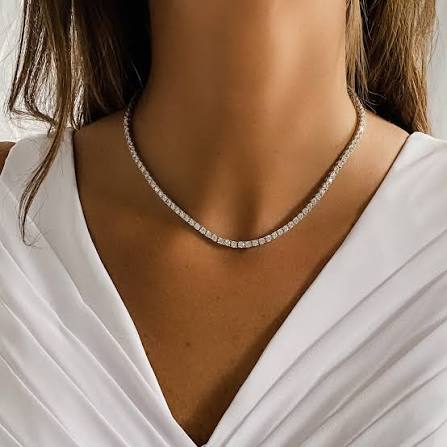 Classic Elegant Everyday CZ Tennis Necklace | Alexandra Marks Jewelry 16 Inches
