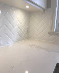 As A Secondary Kitchen Servery We Wanted To Create An Interesting Backsplas White Beveled Subway Tile Kitchen Backsplash Tile Designs Kitchen Tiles Backsplash