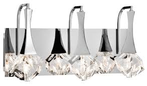 Versatile lighting is also appropriate for the den and office, hallways or stairways and anywhere to save space instead of using a floor lamp or table lamp. Elan Rockne 17 75 3 Light Led K9 Crystal Bathroom Vanity Light In Chrome Lightsonline Com
