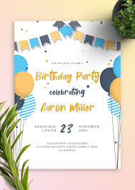 Today i won't share about how to write invitation card for your occasion, but how to get ideas to write on your birthday or another occasion invitation card. Birthday Invitation Template With A Blue And Yellow Color Design Featuring Fla In 2021 Free Birthday Invitation Templates Birthday Invitations Invitation Card Birthday