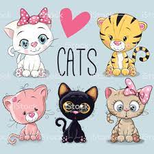 Set Of Cute Cats Royalty Free Set Of Cute Cats Stock Vector Art More Images Of Kitten Cute Art Cute Drawings Cat Vector