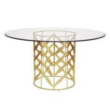 Worlds Away Redding Dining Table In Gold Leaf With 48 Diameter Top Redding G48 Dining Table Gold Round Dining Table Glass Top Table