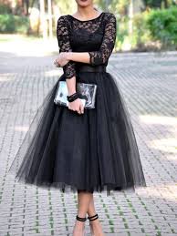 Although this is offered as a bridesmaid's dress, it's a casual option for a wedding guest. A Line Elegant Vintage Wedding Guest Prom Dress Jewel Neck 3 4 Length Sleeve Ankle Length Tulle With Pleats Lace Insert 2021 8088116 2021 119 99