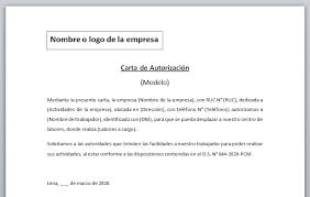 Coronavirus En Peru Modelo De Carta De Autorizacion