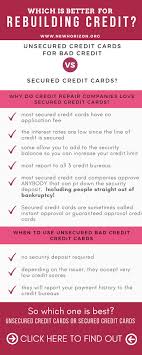 An unsecured credit card is the most common type of credit card and the only one that actually allows users to borrow money. Unsecured Credit Cards For Bad Credit Or Secured Credit Cards Which Is Better For Rebuilding Credit