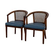 24 x 30 x 28. 76 Off Vintage Mid Century Cane Navy Barrel Chair Chairs