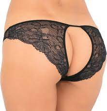 Amazon.com: Rene Rofe Women's Sexy Crotchless Open Back Floral Lace Cheeky  Panty (Small/Medium, Black): Clothing, Shoes & Jewelry