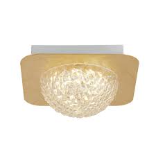 32511 1go Celestia 1 Lt Square Led Ceiling Light Gold Leaf With Clear Acrylic