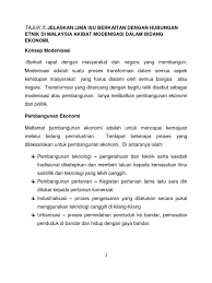 Penguasaan dalam bidang ekonomi menyebabkan wujud jurang pendapatan. Jelaskan Lima Isu Berkaitan Dengan Hubungan Etnik Di Malaysia Akibat Modenisasi Dalam Bidang Ekonomi