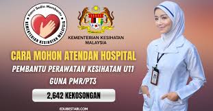 Suruhanjaya perkhidmatan awam malaysia kini membuka permohonan jawatan kosong bagi pembantu tadbir (perkeranian/operasi) gred n19 kementerian kesihatan adalah salah satu kementerian yang diwujudkan di bawah kerajaan malaysia yang berfungsi untuk meningkatkan taraf. Cara Mohon Jawatan Pembantu Perawatan Kesihatan U11 Atendan Hospital Guna Pmr Pt3 2 642 Kekosongan Edu Bestari