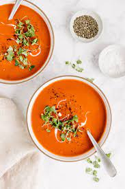 Easy Roasted Red Pepper Tomato Soup Nourished By Nutrition Recipe Stuffed Peppers Roasted Red Pepper Soup Stuffed Pepper Soup