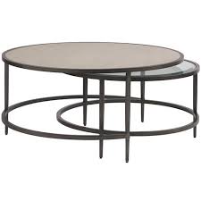 Round wood metal nesting tables plans. Leo Industrial Loft Grey Wood Glass Metal Round Nesting Round Coffee Tables 31 W 40 W Kathy Kuo Home