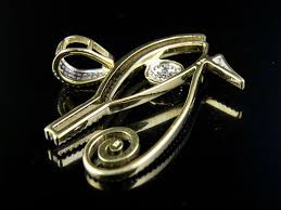 When appearing as the udjat, it represents the right eye of ra, the sun god. Men S 10k Yellow Gold Genuine Diamond Eye Of Horus Pendant Charm 1 2 Ct 1 25