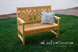 A bench is a welcomed feature in a garden. Woven Back Bench Ana White