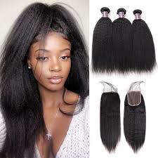 Ishow Brazilian Yaki Straight Hair 3 Bundles With 4 4 Lace Closure Virgin Human Hair Straight Human Hair Bundles Human Hair Straight Human Hair